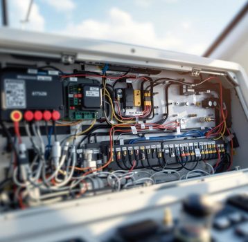 A close-up of a neatly organized and updated electrical system, highlighting the effectiveness of a professional Boat Electrical System Repair service.